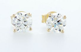 14 Kt. Yellow Gold - Earrings - 1.40 Ct Diamond - Diamonds