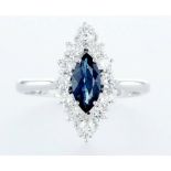 18 Kt. White Gold - Ring - 1.22 Ct Sapphire - Diamonds