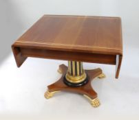 Inlaid Mahogany Sofa Table With Carved Gilt Pedestal