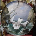 Fine 19Th C. Creil Et Montereau Painted Seagull Charger