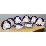 8 Piece Minton Floral Cobalt Dessert Service C.1900