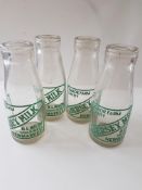 4 Vintage Half Pint Milk Bottles