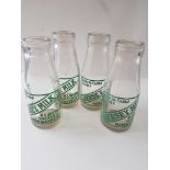 4 Vintage Half Pint Milk Bottles