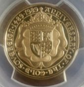 1989 500Th Anniversary Elizabeth II Gold Proof Two Pounds/Double Sovereign