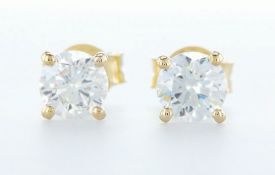 14 Kt. Yellow Gold - Earrings - 1.04 Ct Diamond - Diamonds