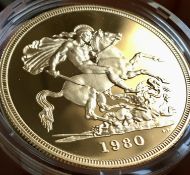 1980 United Kingdom Gold Proof Five Pounds / Quintuple Sovereign