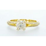 18 Kt. Yellow Gold - Ring - 1.22 Ct Diamond - Diamonds