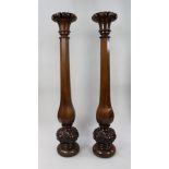 Pair Of Early Victorian Carved Mahogany Pedestals