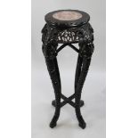 Chinese Hongmu Marble Topped Pedestal C.1890