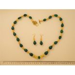 An Emerald Necklace And Earrings Set