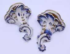 Pair Of Rococo Volkstedt Porcelain Wall Brackets