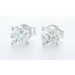 14 Kt. White Gold - Earrings - 1.21 Ct Diamond - Diamonds