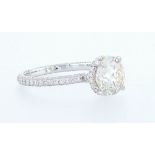 18 Kt. White Gold - Ring - 3.04 Ct Diamond - Diamonds