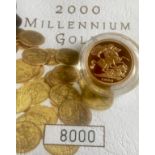 2000 Millennium Gold Proof Sovereign Cased Coa
