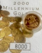 2000 Millennium Gold Proof Sovereign Cased Coa