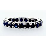 14 Kt. White Gold -Eternity Ring - 0.90 Ct Sapphire