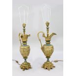 Pair Of Antique Ormolu Ewer Form Table Lamps