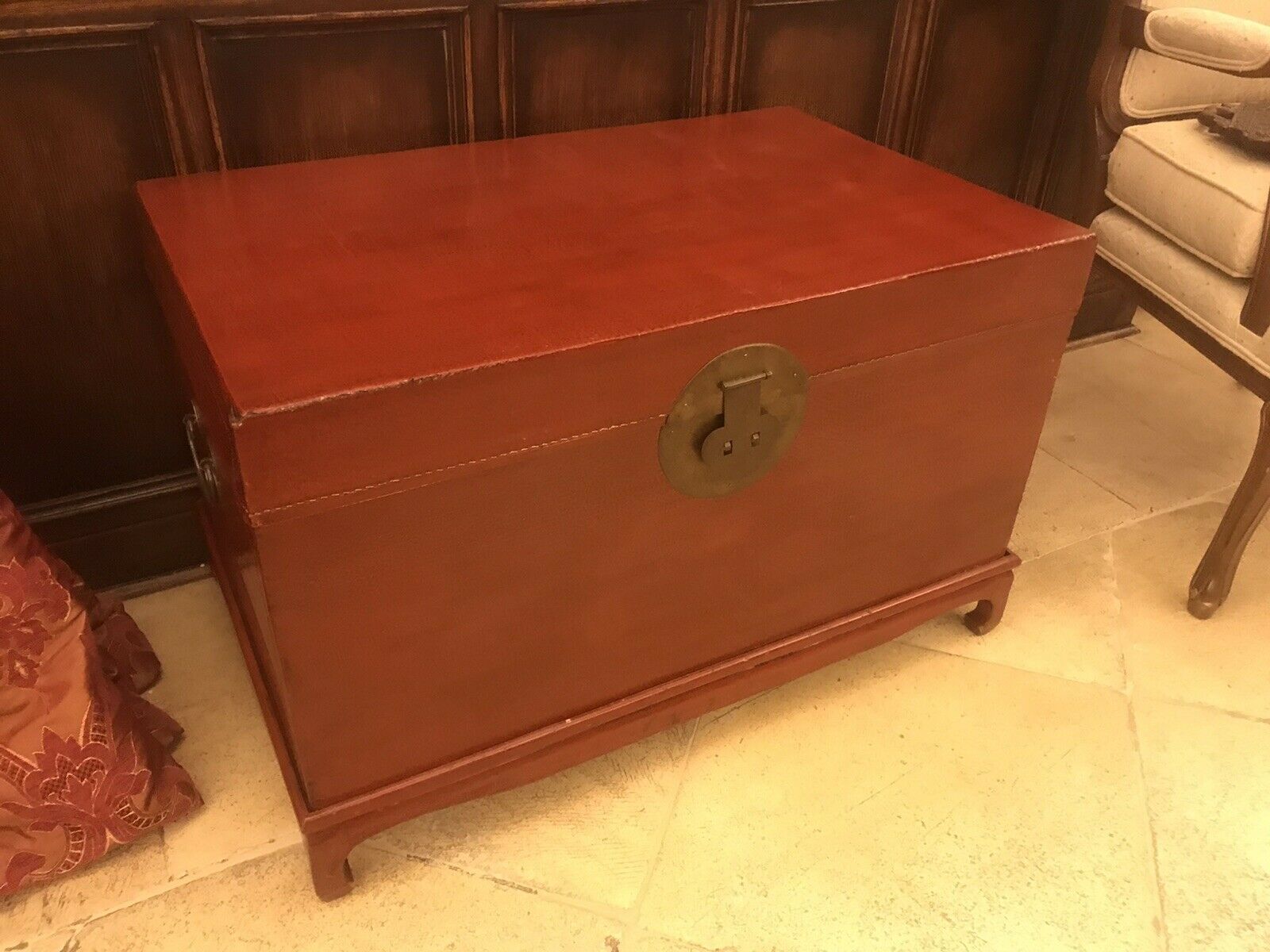 Chinese Red Lacquer Style Trunk