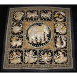 Raised Sequin & Bead Ethnic Elephant Zodiac Wall Hanging