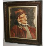 Antique Victorian Framed Watercolour Of An Old Fisherman