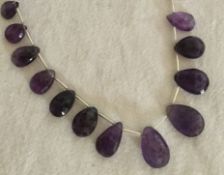 96 Cts Amethyst Graduated Faceted Pears 20 Cm Strand Gems
