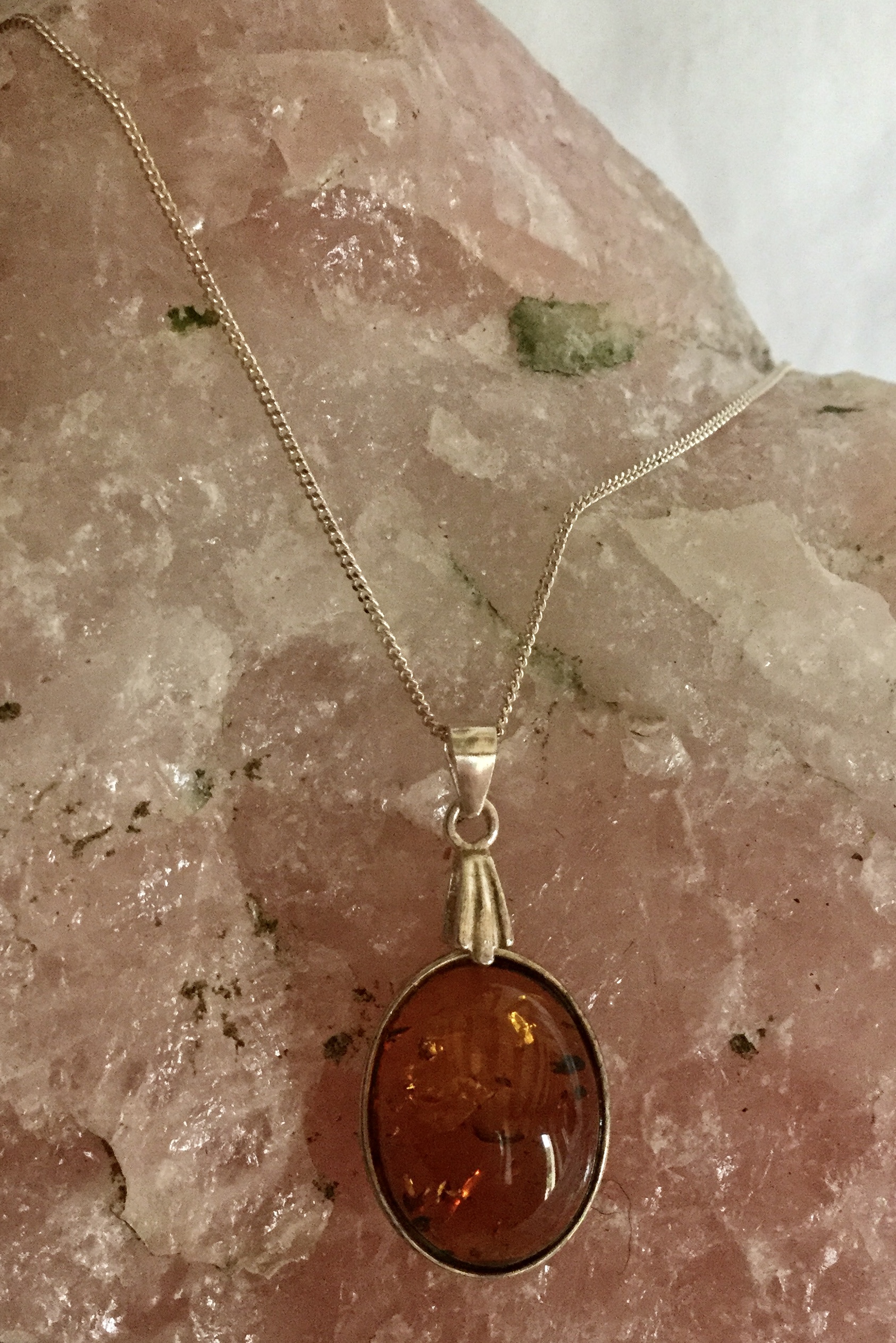 Baltic Amber Oval Pendant On Chain 925 Silver Necklace - Image 2 of 5