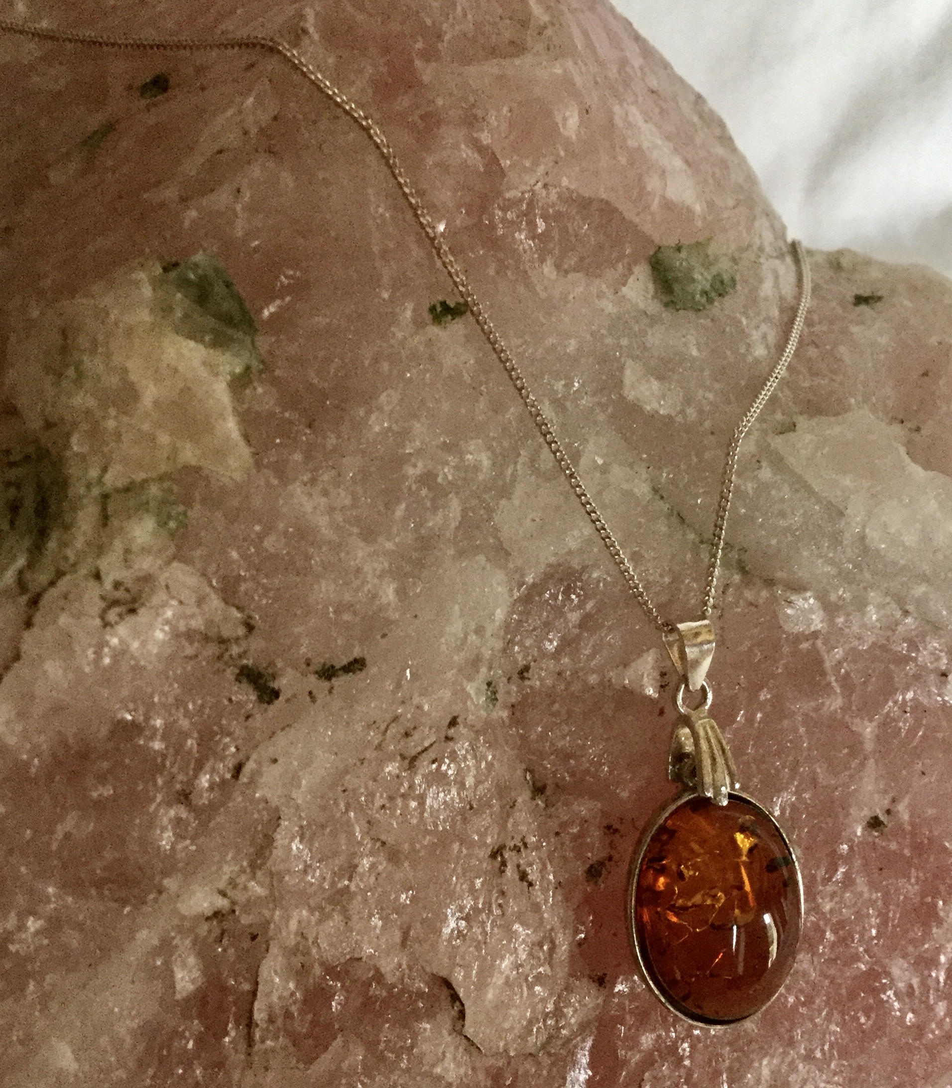 Baltic Amber Oval Pendant On Chain 925 Silver Necklace - Image 3 of 5