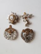 4 Military Badges, Kent, Devon , Hampshire