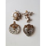 4 Military Badges, Kent, Devon , Hampshire