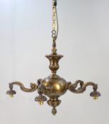 Bronzed Heavy Metal Baronial Style Five Light Chandelier