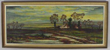 20th c. English Rural Landscape Oil on Canvas