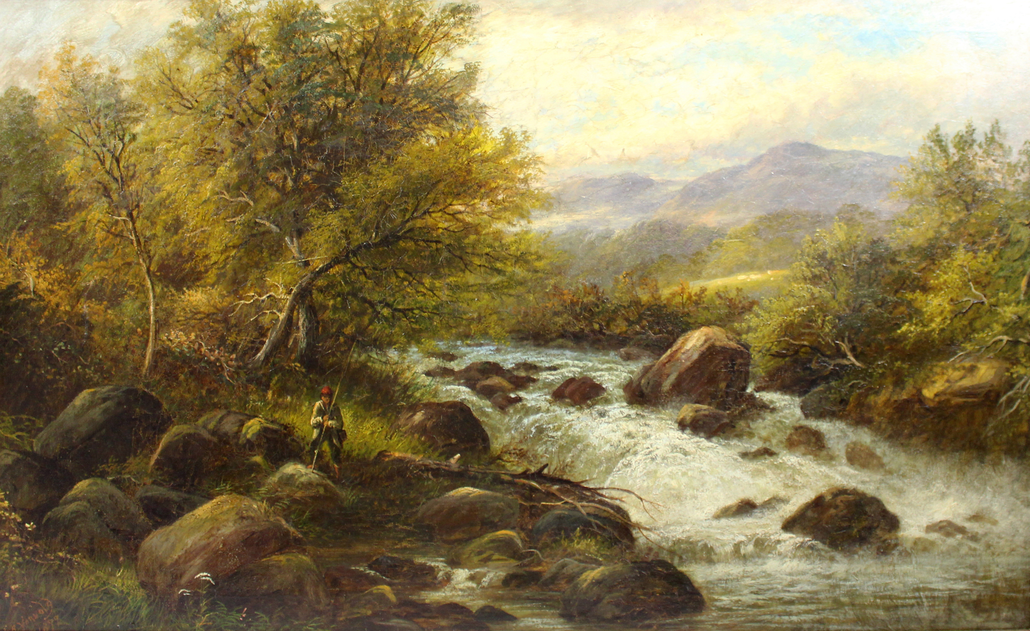 Fishing in the Highlands by George B. Yarnold Oil on Canvas - Image 4 of 9