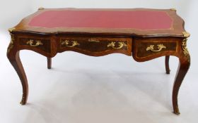 French Louis XV Style Leather Topped Bureau Plat