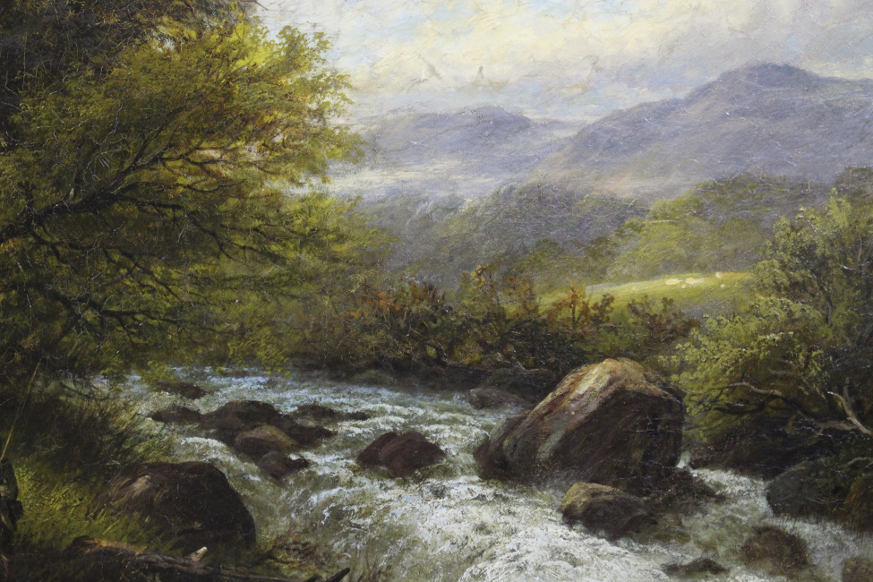 Fishing in the Highlands by George B. Yarnold Oil on Canvas - Image 7 of 9