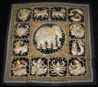 Raised Sequin & Bead Ethnic Elephant Zodiac Wall Hanging