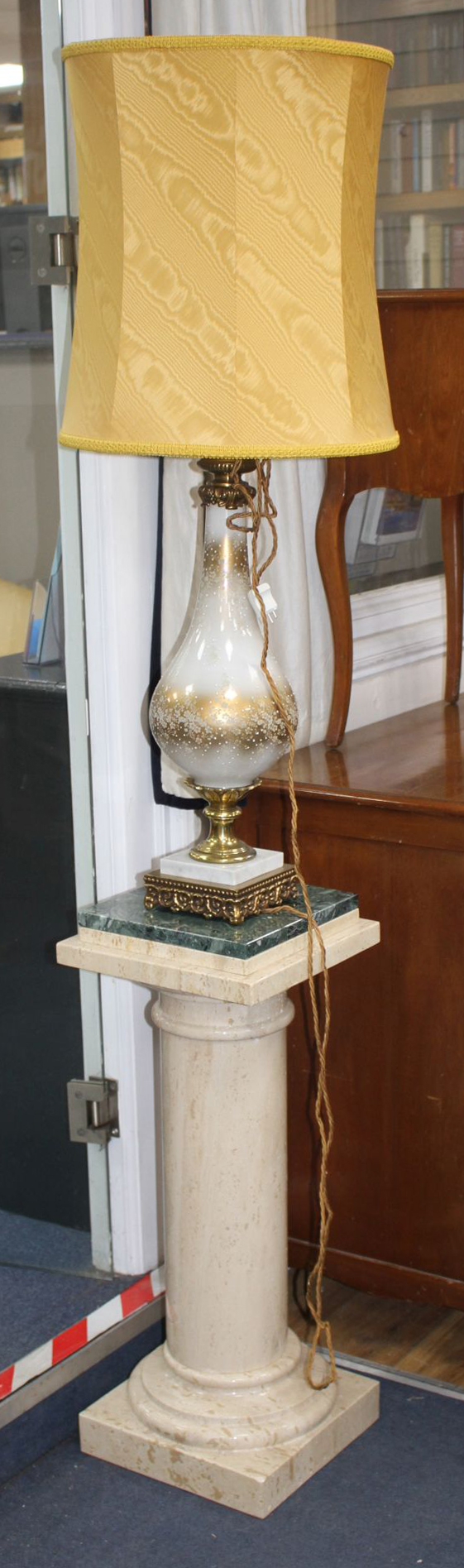 Pair of Venetian Style Brass Mounted Jewelled Glass Table Lamps on Pedestals - Image 2 of 3