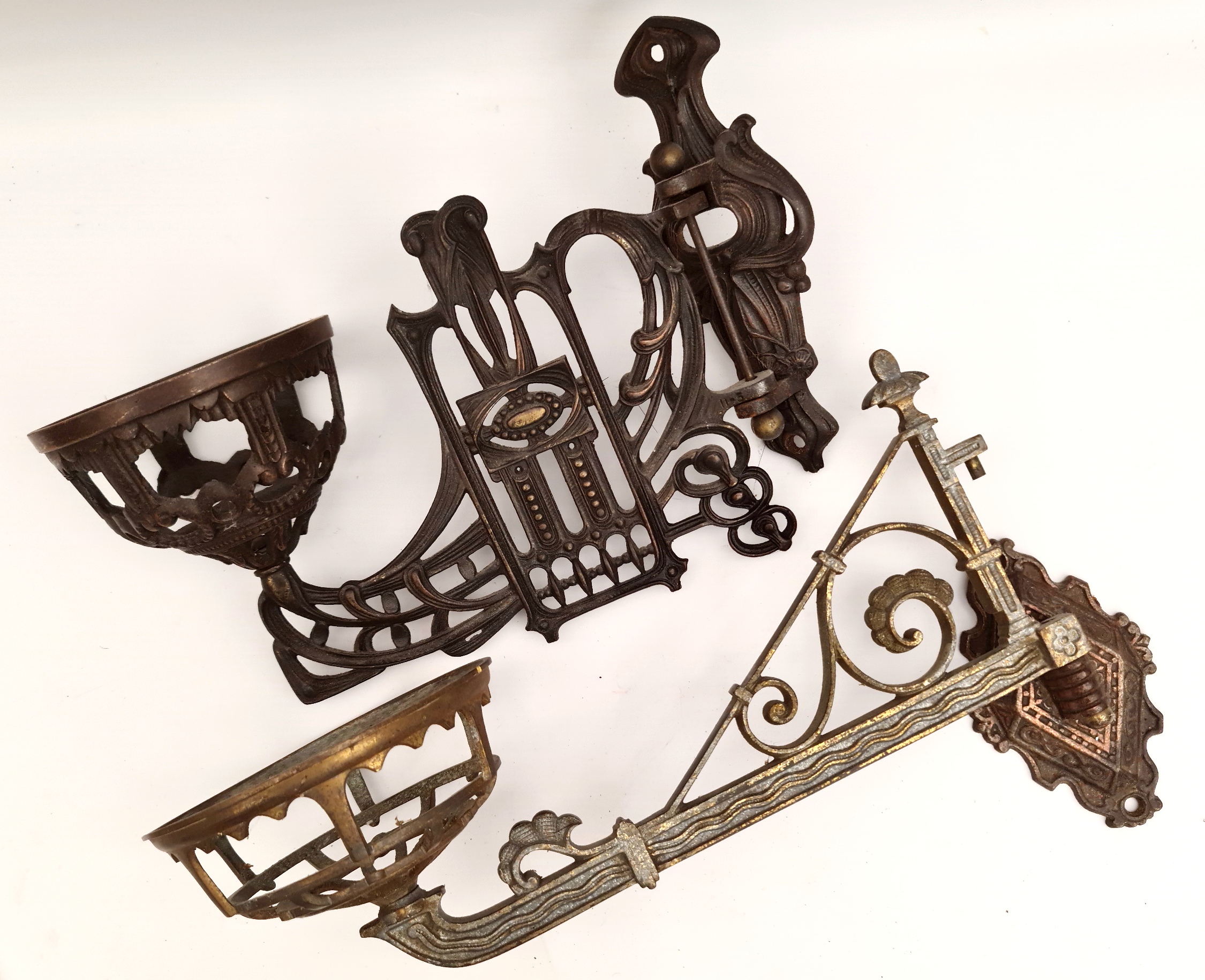 Antique 2 x Metal Church Candle Brackets