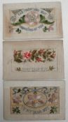 Antique 3 x Silk Post Cards