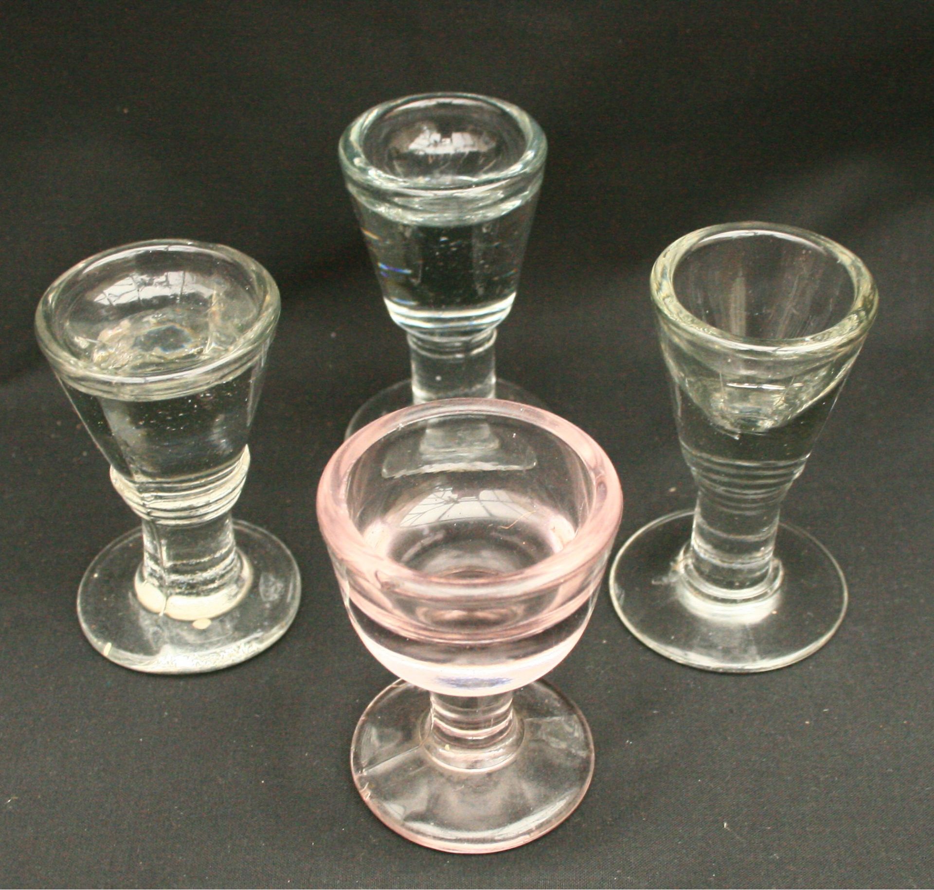 Four Victorian Glass Penny Lick Glasses