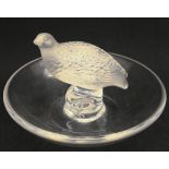 Vintage Lalique Glass Grouse Pin Dish 4 inches Diameter