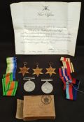 WWII Medals Atlantic Star 1939-45 Star Africa Star Defence Medal War Medal 1939-45 Plus Certificate
