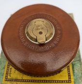 Vintage Tools Rabone 66ft Steel Tape Original Box Leather Case
