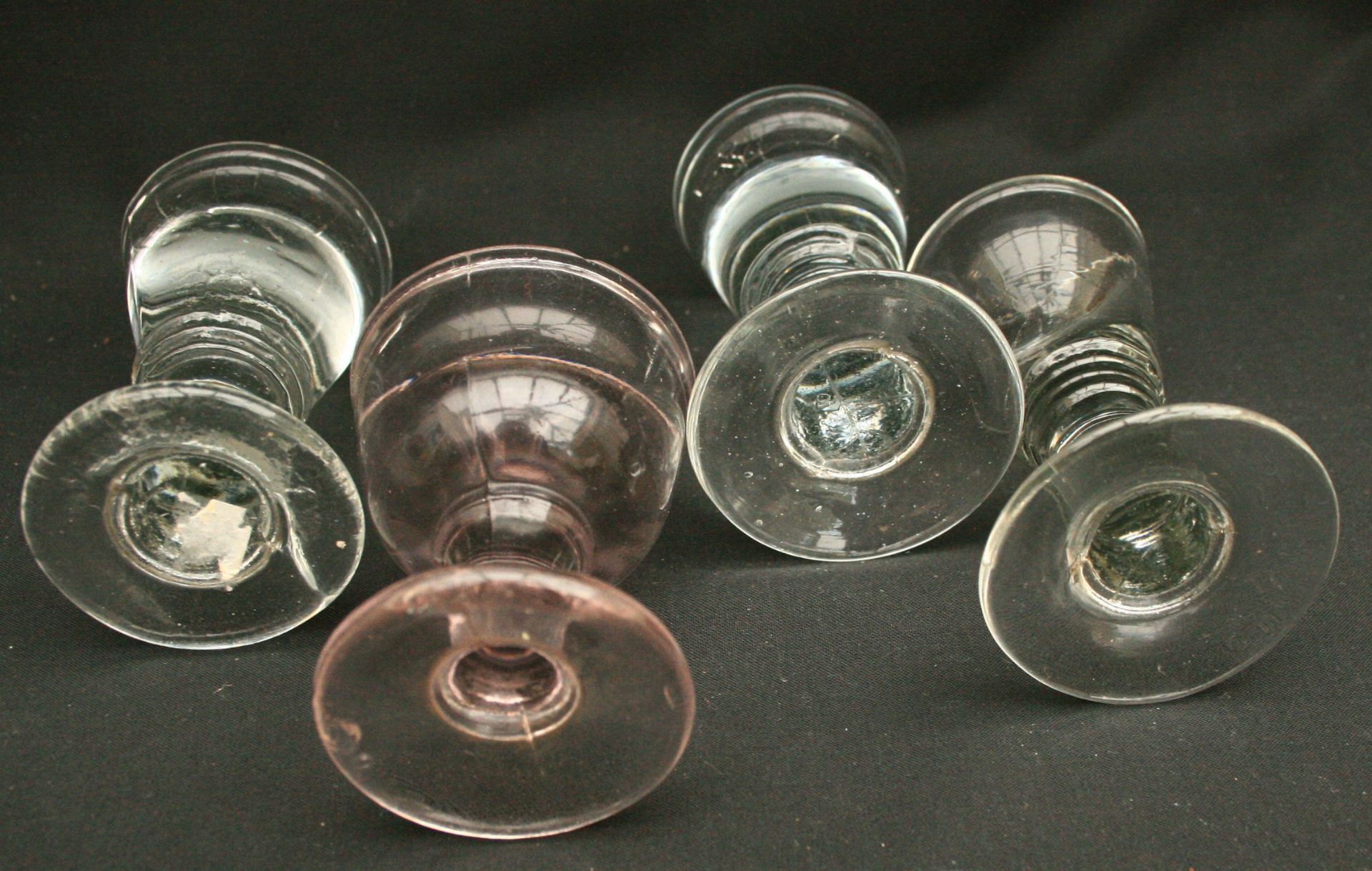 Four Victorian Glass Penny Lick Glasses - Image 5 of 5