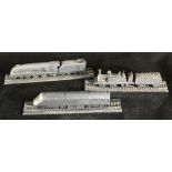 Vintage 3 x Collectable Royal Hampshire Pewter Train Models