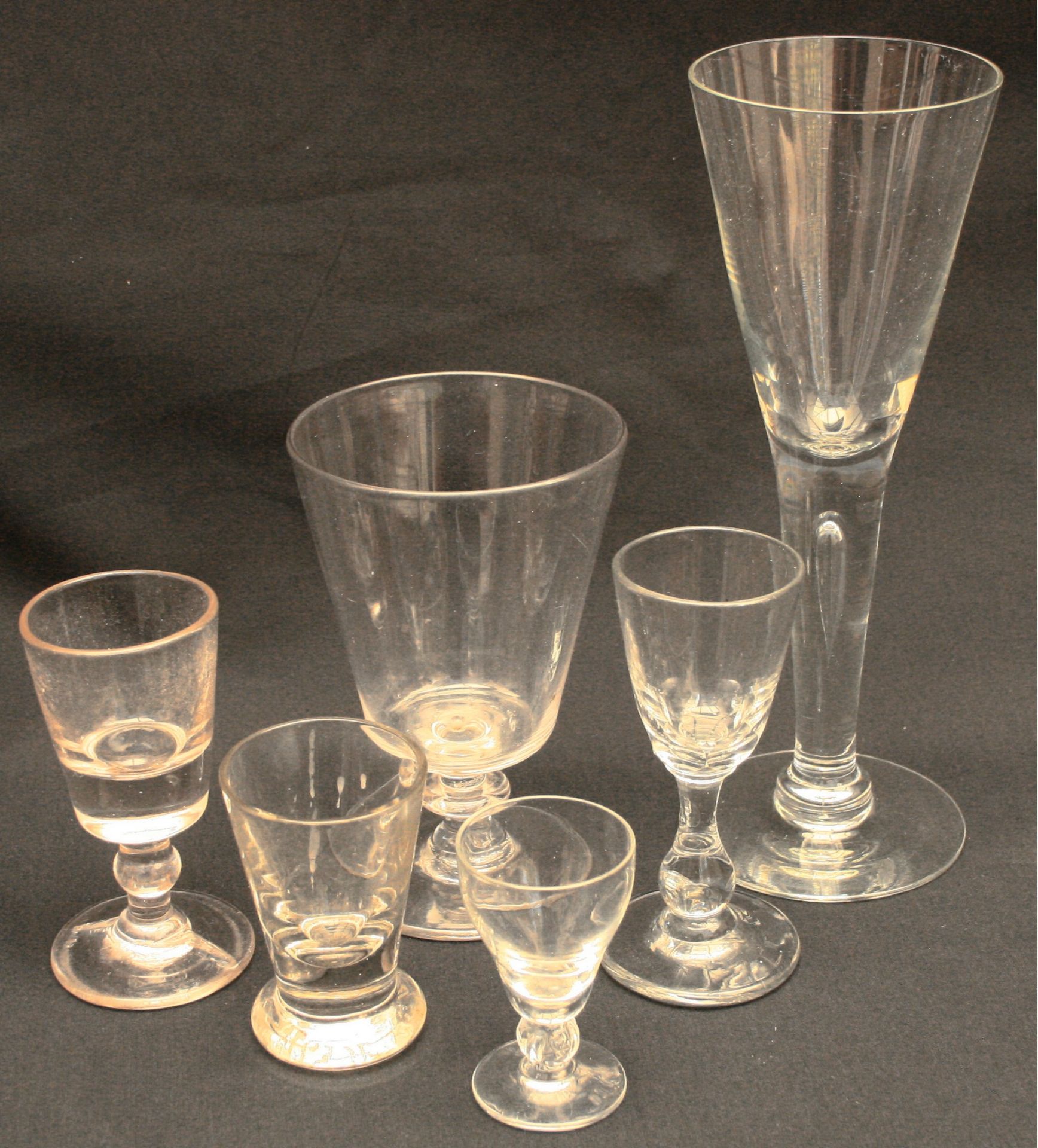 Antiques assortment of Six Drinking Glasses