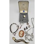 Vintage Costume Jewellery Includes Snake Brooch & Sterling Silver