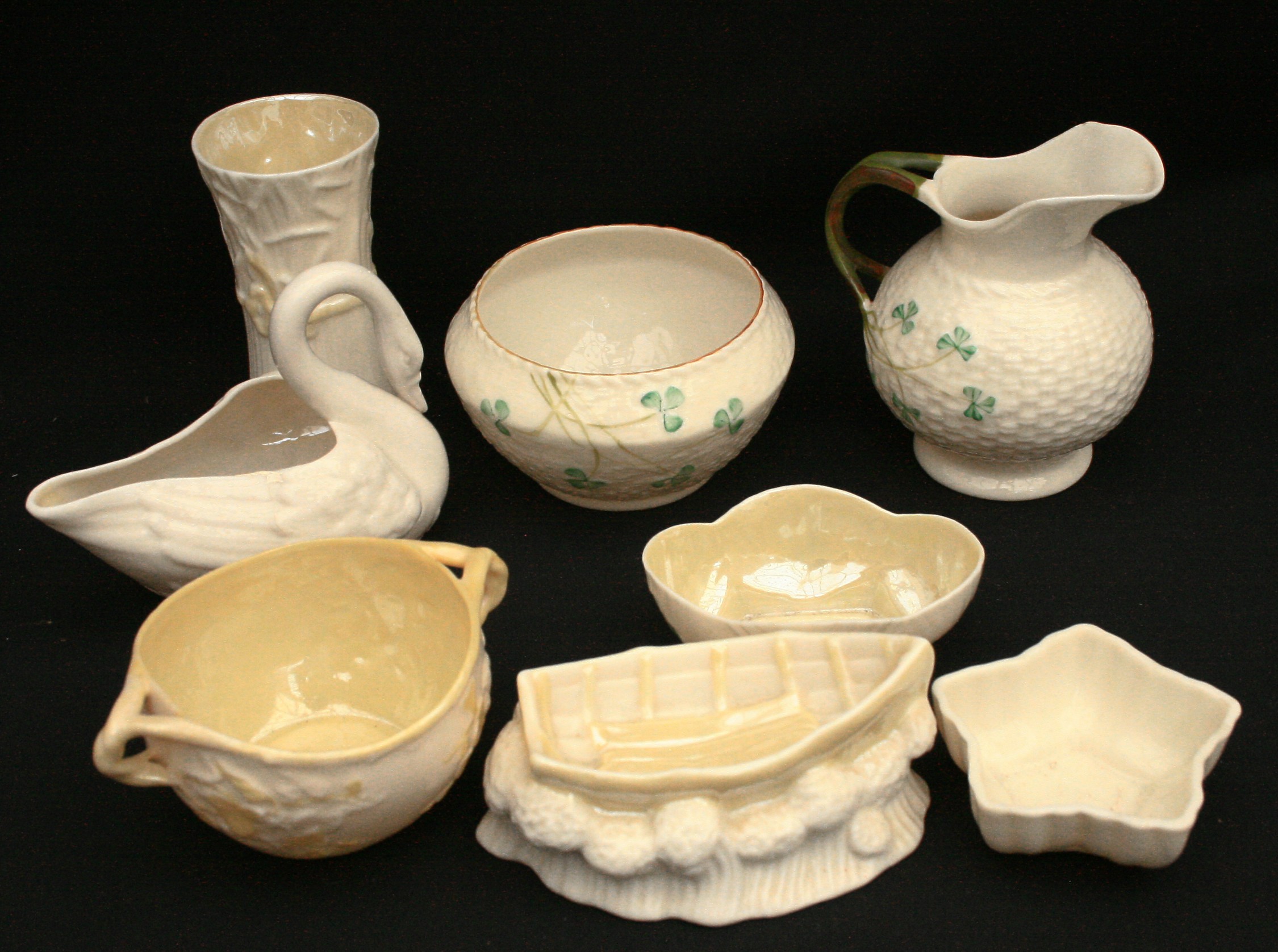 Vintage 8 Assorted Belleek China Various Shapes