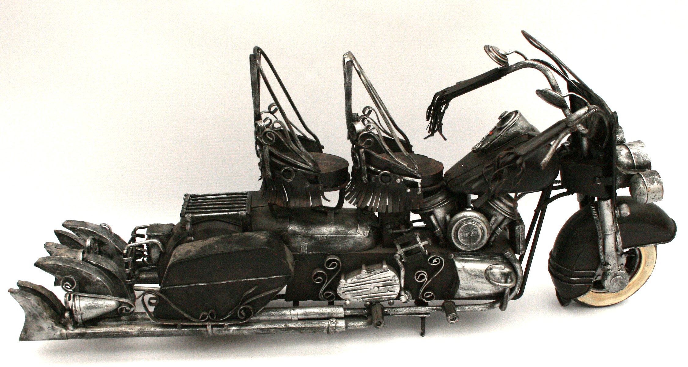 Vintage Metal Model Motor Bike Steam Punk Style - Image 3 of 6