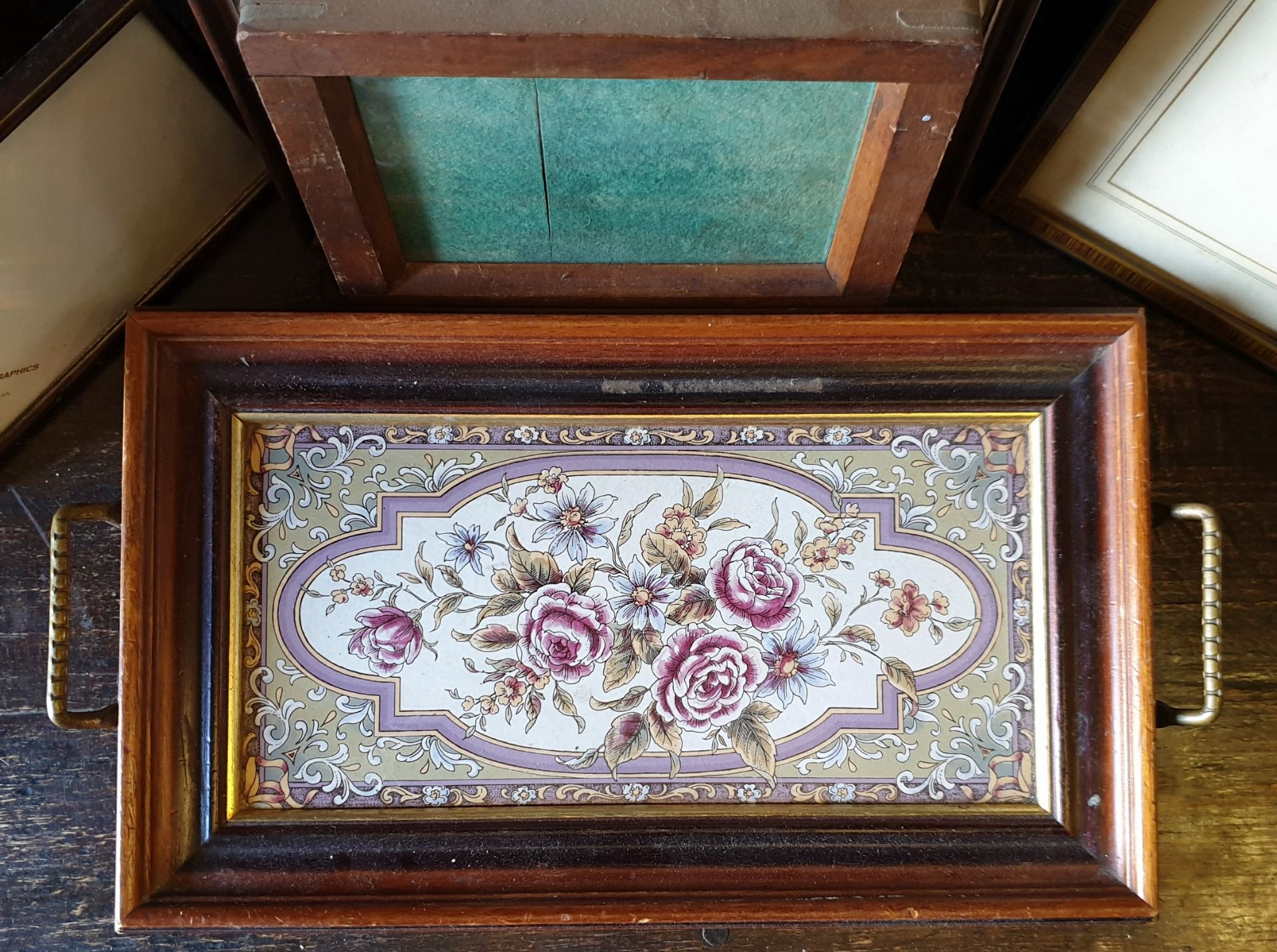 Antique Parcel of Frames and a Wooden Tiled Tray - Image 2 of 3