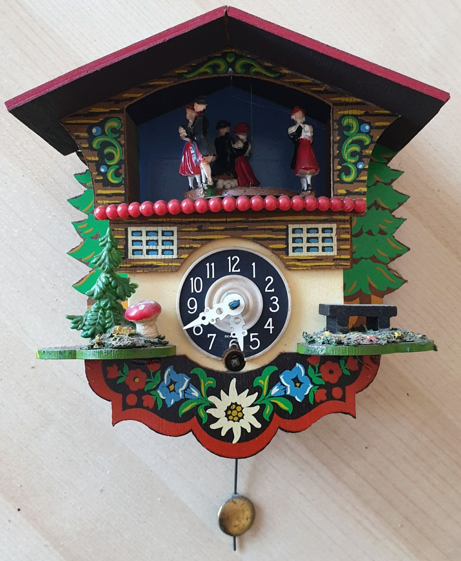 Vintage Small Novelty Wooden Wall Clock